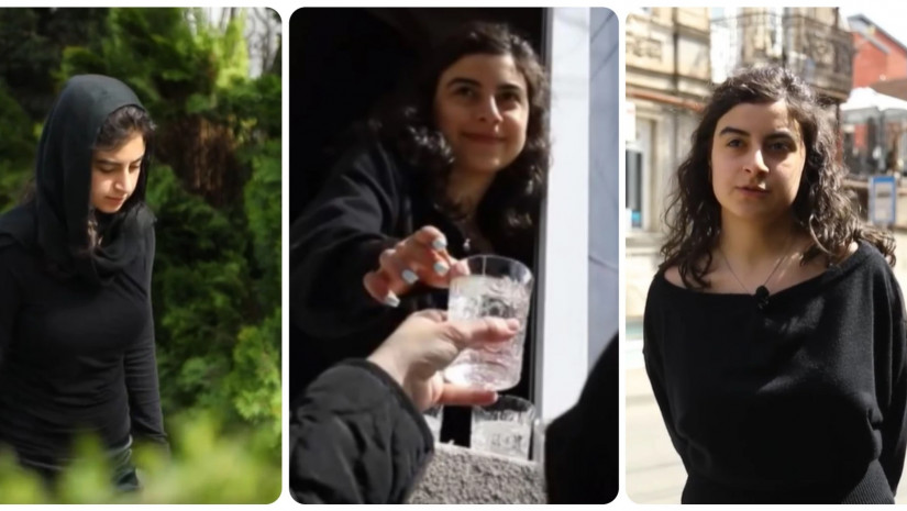  გოგონა, რომელიც პატრიარქის სამძიმარზე მიმავალ ხალხს წყალს აწვდიდა